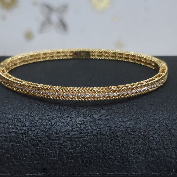Authentic New Roberto Coin Diamond Symphony Princess Bangle In 18kt Yellow Gold - Picture 11 of 14